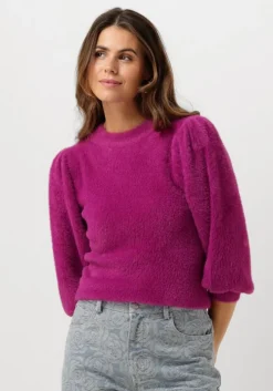 paarse catwalk junkie trui puffy sleeve knit