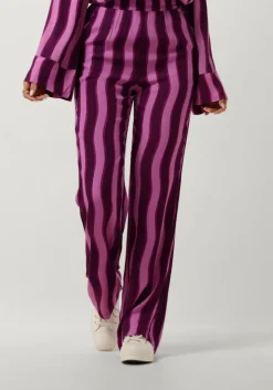 paarse colourful rebel wijde broek melody stripes straight pants