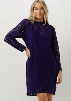 paarse jansen amsterdam mini jurk lc587 dress lace long sleeves