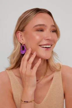 paarse notre-v oorbellen s23-014