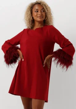 ANA ALCAZAR rode mini jurk dress feathers>DAMES Jurken