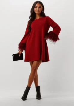 ANA ALCAZAR rode mini jurk dress feathers><noscript><img width=