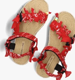 ARIZONA LOVE rode platte sandalen trekky raffia><noscript><img width=