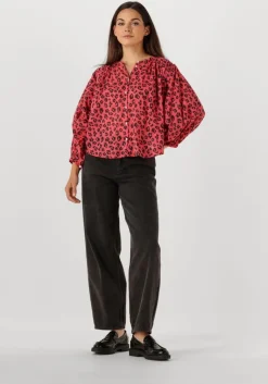 BY-BAR rode blouses becky red cheetah blouse>DAMES Blouses