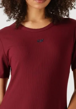 CALVIN KLEIN rode maxi jurk a- modal rib ss dress><noscript><img width=