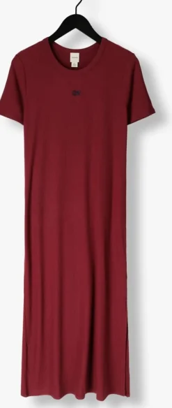 CALVIN KLEIN rode maxi jurk a- modal rib ss dress><noscript><img width=