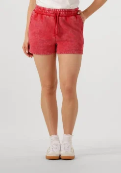 COLOURFUL REBEL rode korte broek uni logo acid wash sweat short>DAMES Broeken|Shorts