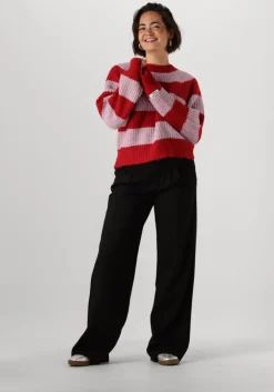rode colourful rebel trui kinza striped knitted sweater