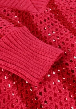 COLOURFUL REBEL rode trui lizza crochet stripe v-neck sweater><noscript><img width=