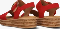 rode gabor platte sandalen 550.2