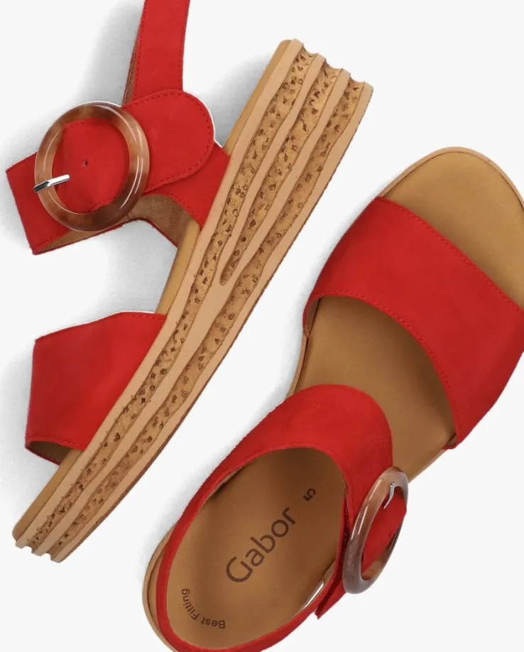 rode gabor platte sandalen 550.2