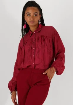 POM AMSTERDAM rode blouses jaqcuard burgundy red>DAMES Blouses