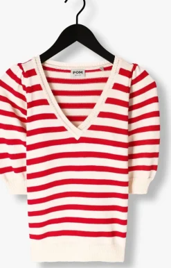 POM AMSTERDAM rode trui striped scarlet><noscript><img width=