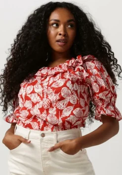 SCOTCH & SODA rode top off shoulder top with rufflesda>DAMES Tops & T-Shirts