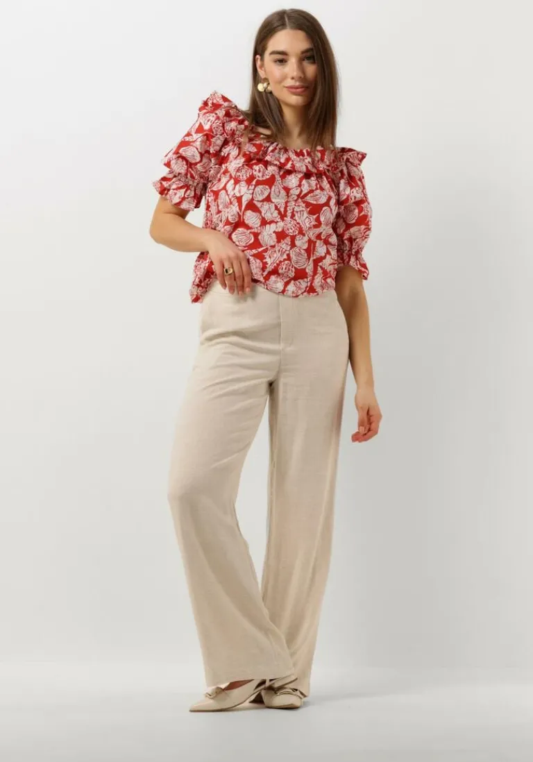 SCOTCH & SODA rode top off shoulder top with rufflesda>DAMES Tops & T-Shirts