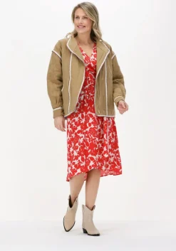 SUNCOO rode midi jurk cimba>DAMES Jurken