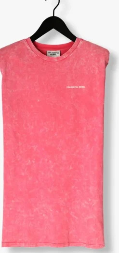 roze colourful rebel mini jurk tropical beach tour acid wash padded dress sl