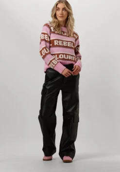 roze colourful rebel trui ximenia cr intarsia knitted sweater