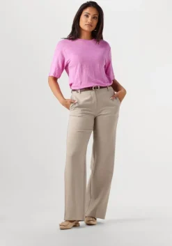 roze selected femme t-shirt slfvilja linen ss tee