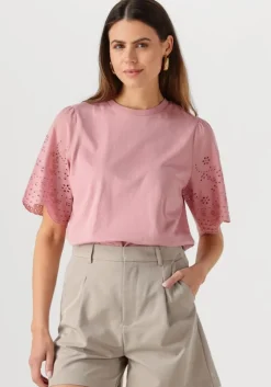 roze y.a.s. t-shirt yaslex ss top w. emb sleeves s. noos