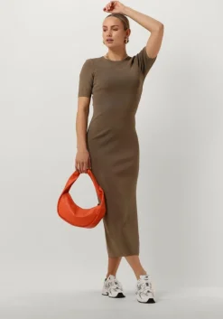 taupe gestuz midi jurk brielle