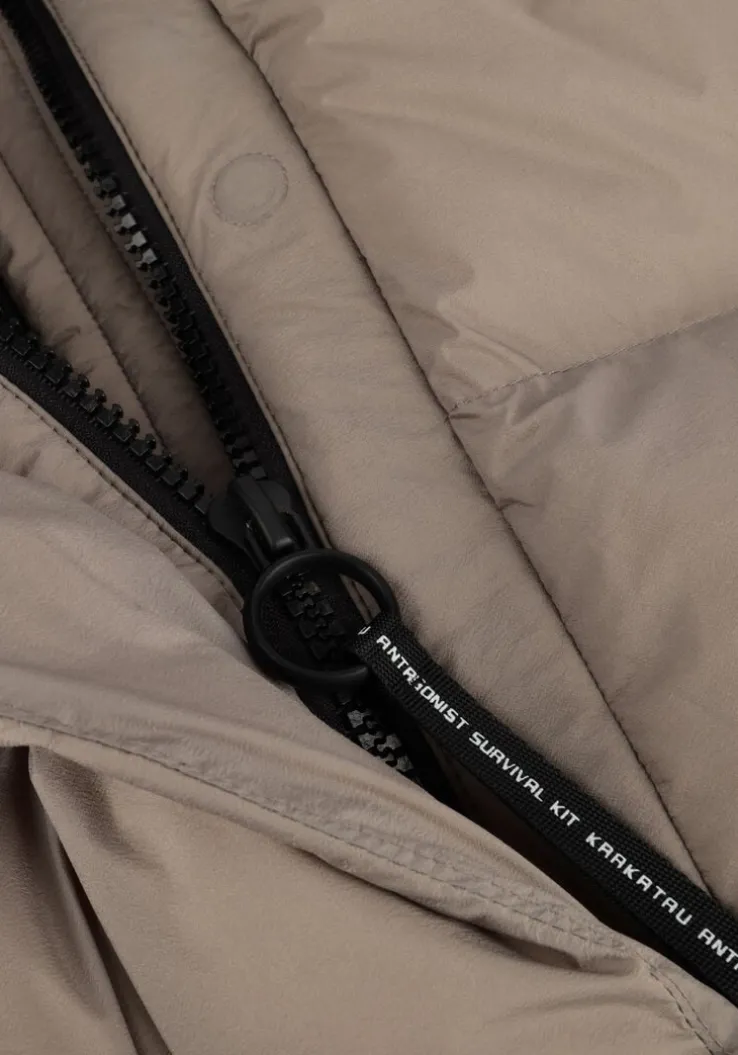 taupe krakatau gewatteerde jas qw503