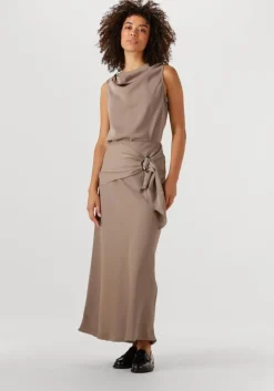 taupe neo noir midirok kit dull sateen skirt