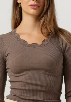 taupe rosemunde top babette silk t-shirt lace
