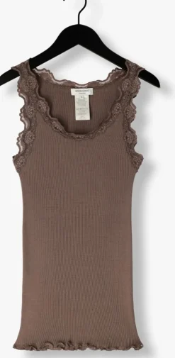 taupe rosemunde top babette silk top w/ lace