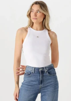 witte calvin klein top woven label rib tank top