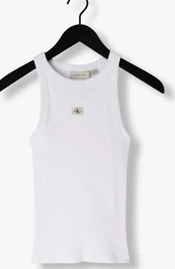 witte calvin klein top woven label rib tank top