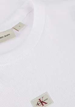 CALVIN KLEIN te t-shirt woven label rib fitted tee><noscript><img width=