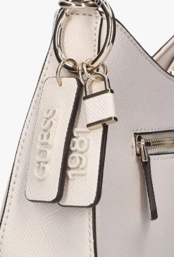 witte guess schoudertas noelle top zip shoulder bag