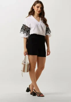 witte jansen amsterdam blouses cv777 cotton voile blouse with black/white lace detail 3/4 sleeve