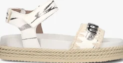 witte mou platte sandalen rope sandal black with strap