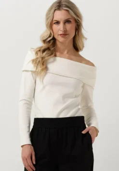 witte selected femme tops & t-shirts slfeffie ls off-shoulder top