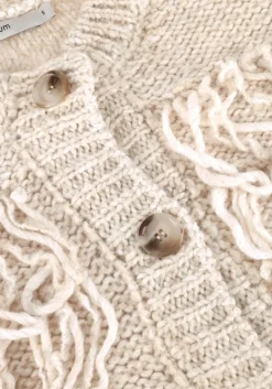 witte summum vest cardigan 3/4 sleeve fringe knit