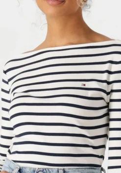 witte tommy hilfiger t-shirt slim cody boat-nk 3/4slv