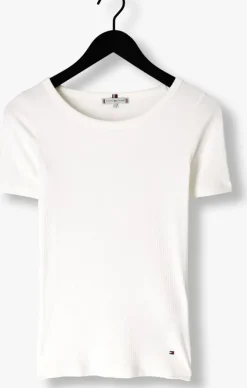 witte tommy hilfiger t-shirt slim 5x2 rib c-nk ss