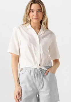 witte tommy jeans blouses tjw crp linen ss shirt
