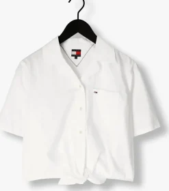 witte tommy jeans blouses tjw crp linen ss shirt