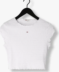 witte tommy jeans top tjw slim smock tee
