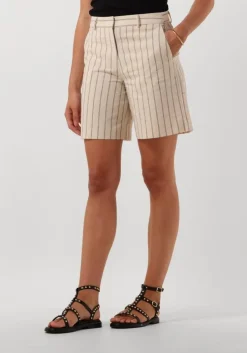 zand selected femme broeken slfhilda mw shorts pin stripe