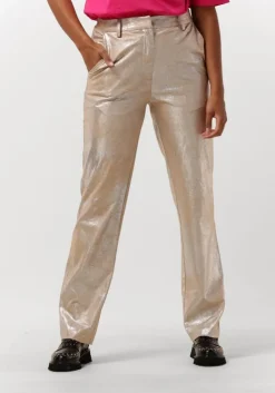 zilveren alix the label pantalon ladies woven faux suede straight leg pants