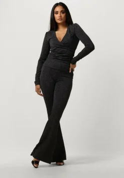 zilveren colourful rebel flared broek lurex extra flare pants