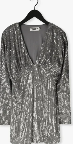 COLOURFUL REBEL en mini jurk belle sequins deep v-neck mini dress><noscript><img width=