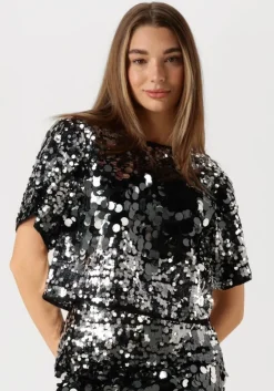 zilveren selected femme top slftana 3/4 sequins top