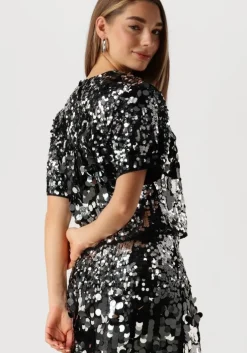 zilveren selected femme top slftana 3/4 sequins top
