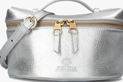 zilverkleurig fred de la bretoniere handtas lori handbag shiny grain leather