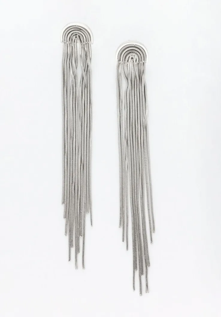 zilverkleurig notre-v oorbellen earring long